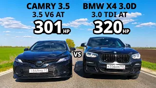 НОВАЯ CAMRY 3.5 vs BMW X4 30D. LADA VESTA SPORT vs PRIORA 140л.с. AUDI A6 3.0 TDI. ГОНКА.