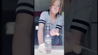 Nonomen funny video😂😂😂 | Challenge to open a bottle of beer with a knife #lifehack #TikTok