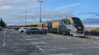 Newly approved Charger VIA #2210 pushes train 643 from Fallowfield towards Toronto on March 11, 2024