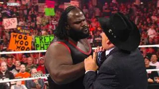Raw - Mark Henry describes his World Heavyweight Title triumph to Jim Ross