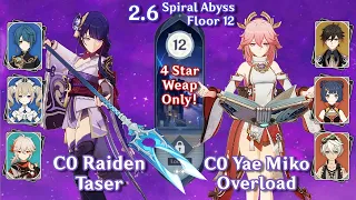 F2P C0 Raiden Taser & C0 Yae Miko Overload | Spiral Abyss 2.6 Floor 12 9 Star Clear | Genshin Impact