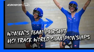 Italy take gold in the Women's Team Pursuit at the UCI Track Cycling World Championships | Eurosport