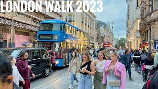 England, London City Summer Street Evening Tour 2023 | 4K HDR Virtual Walking Tour around the City