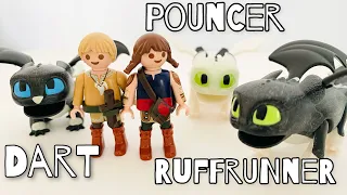 How to Train Your Dragon Toys by Playmobil! Meet the Toothless Kids ~ DART 🎯POUNCER🔥RUFFRUNNER🖤