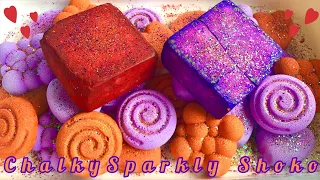 チョークASMR/ Red & Purple Dyed Fresh Blocks❤️💜Soft Reforms🧡💜Gym Chalk Crush