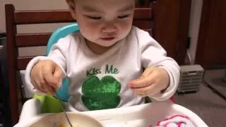 Kim playing with her food