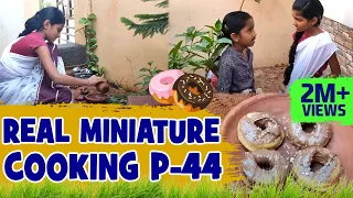 Real miniature cooking P-44|kids cooking in their outdoor miniature kitchen|mini chocolate Donuts