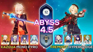 C2 Freminet Hyperfridge & C2 Kazuha Mono Pyro | Spiral Abyss 4.5 | Genshin Impact