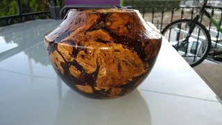 Turning a Rose Root Hollow Form Bowl (fixed with resin)