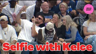 Travis Kelce ENGAGING with Dallas fans during Mavs Vs Wolves game