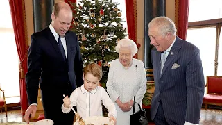 Queen prepares Christmas puddings with Prince George, The Duke of Cambridge and Prince Charles