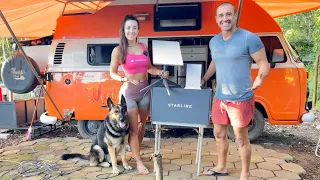 INTERNET ILIMITADA no MOTORHOME, Starlink via satélite! VANLIFE REAL | Carol Kunst e João Rauber