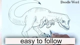 WOW! Draw Raptor Dinosaur with Easiest Trick ! How to draw Raptor