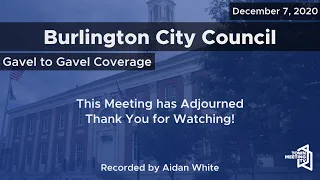 12/7/2020 - Burlington Board of Finance (5:30pm) and Burlington City Council (7:00pm)