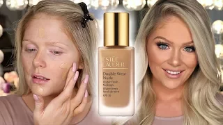 NEW ESTEE LAUDER DOUBLE WEAR NUDE FOUNDATION?! FIRST IMPRESSIONS REVIEW + DEMO