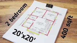 SMALL HOME DESIGN ✅ 20X20 II 400 SQFT HOUSE PLAN 🏠 2 BHK MAKAN KA DRAWING 🏠 20*20 SQFT NAKSHA