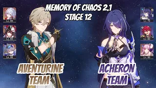 Aventurine x Topaz & Acheron Team Memory of Chaos Stage 12 (3 Stars) | Honkai Star Rail