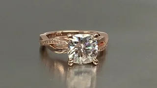 2 Carat Cushion Cut Forever One Moissanite in Rose Gold