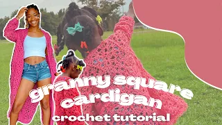 beginner-friendly crochet granny square cardigan tutorial | light crochet cardigan 🧶♡
