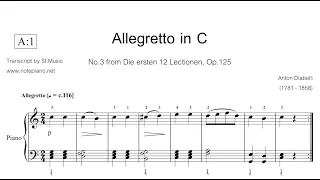 [Piano Score] ABRsM 2023&2024 Grade1 - A1 Allegretto in C No. 3 from Die ersten 12 Lectionen, Op.125