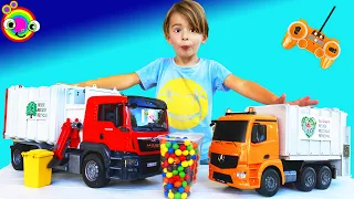 ♻️Garbage Trucks for Kids♻️ | BLiPPi Toy | Remote control Brüder Rubbish Truck | min min playtime