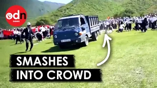 PANIC as Driverless Truck Smashes Through Crowds in Kyrgyzstan