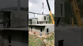 Installation of prefabricated concrete building