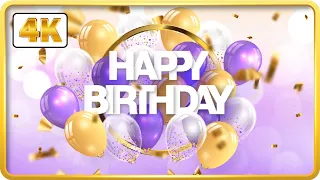 Purple and Gold birthday theme with balloons and confetti background video loops HD 3 hours