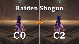 C0 Raiden vs C2 Raiden!! How Much is the Difference?? DMG Comparison !!