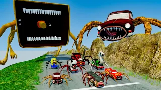 ALL MONSTERS Big & Small Cars vs Downhill Madness with CAR EATER.EXE & MEGAHORN | BeamNG.Drive