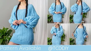 How to Crochet: Oversized Sweater Dress | Pattern & Tutorial DIY