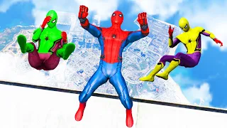 GTA 5 Rainbow Spiderman Falling From Highest Buildings Episode 2