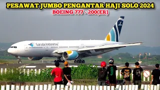 Wow !! Nonton Dari Dekat 5 Pesawat Pengantar Haji Landing Take Off di Bandara Adi Soemarmo Boyolali