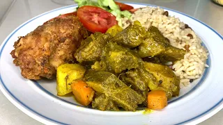 Best Sunday Dinner Ever! Curry Beef & French Fry Chicken And Gungo Rice And Peas | Val’s Kitchen