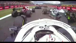 F1 2022 Silverstone #10 Pierre Gasly huge crash with Russell and Guanyu Zhou at race start onboard