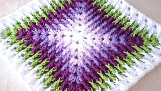 Tığ ile Mozaik Motif / Battaniye Yapımı / Crochet Mosaic Granny Square (motif 7)