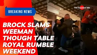 Brock Lesnar just bodyslammed Jackass star Wee Man through a table at dinner #RoyalRumble