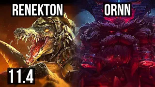 RENEKTON vs ORNN (TOP) | 8/0/6, 1900+ games, 1.4M mastery, Legendary | KR Diamond | v11.4