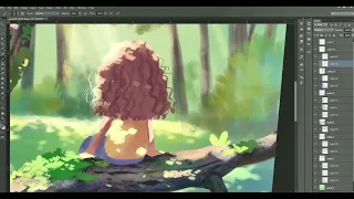 Speed Paint in Photoshop, Forest illustration, how to illustrate in Photoshop,