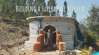 #7 Building a Superadobe Kitchen - off-grid solar powered project