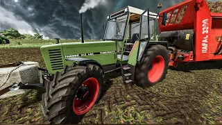 Small tractor stuck in mud during huge storm - Tractor work | Farming Simulator 22