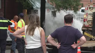 Major water main breaks bust out Midtown restaurant's window, leaves mess as crews work on repairs
