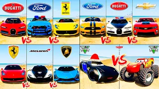 Bugatti Chiron vs Ford Mustang vs Lamborghini Sian vs Ferrari 458  - GTA 5 Mods Cars Compilation