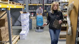 Watch a Tennant walk-behind floor scrubber in action at Williams Toyota Lift