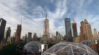 (4K HD) New York Sky Scrapers view from midtown NYC 230 Fifth Rooftop with Igloo Tents - 1hinews