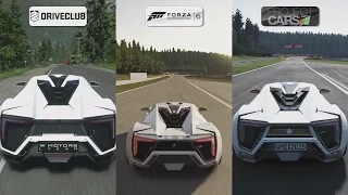 DriveClub vs Forza 6 vs Project CARS - W Motors Lykan HyperSport Sound Comparison