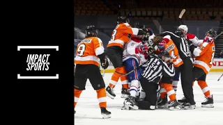 Line Brawl after Danault scored an empty net goal | 8/19/2020