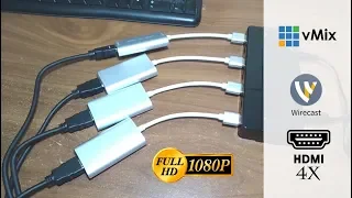 USB HDMI Capture Support 4 Input Camera 1080p dengan menggunakan USB HUB Support OBS vMix Wirecast