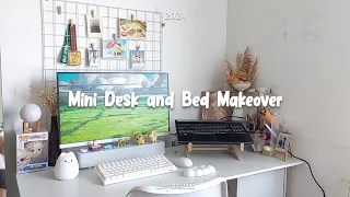 ✨️mini desk and bed makeover✨️ | new monitor 🖥 | desk and wall decors | wood pallet bed 🛏