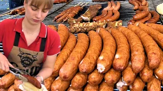 Street Food from Poland. Huge Sausages, Steaks, Skewers. 'Gusti di Frontiera', Gorizia, Italy